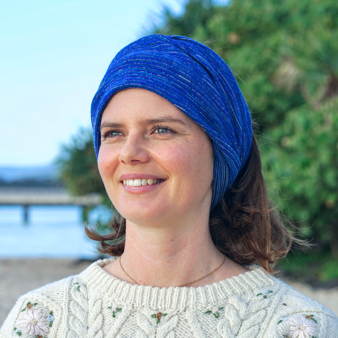 Alpine Blue Merino Beanie Wrap - Ships from Nevada USA