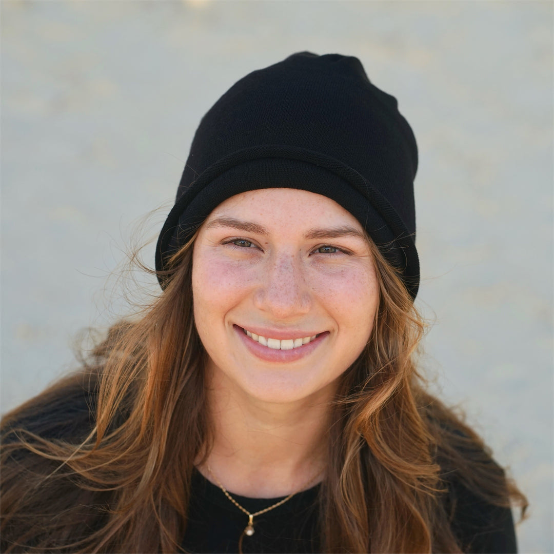 Black Merino Beanie Wrap - Ships from Nevada USA