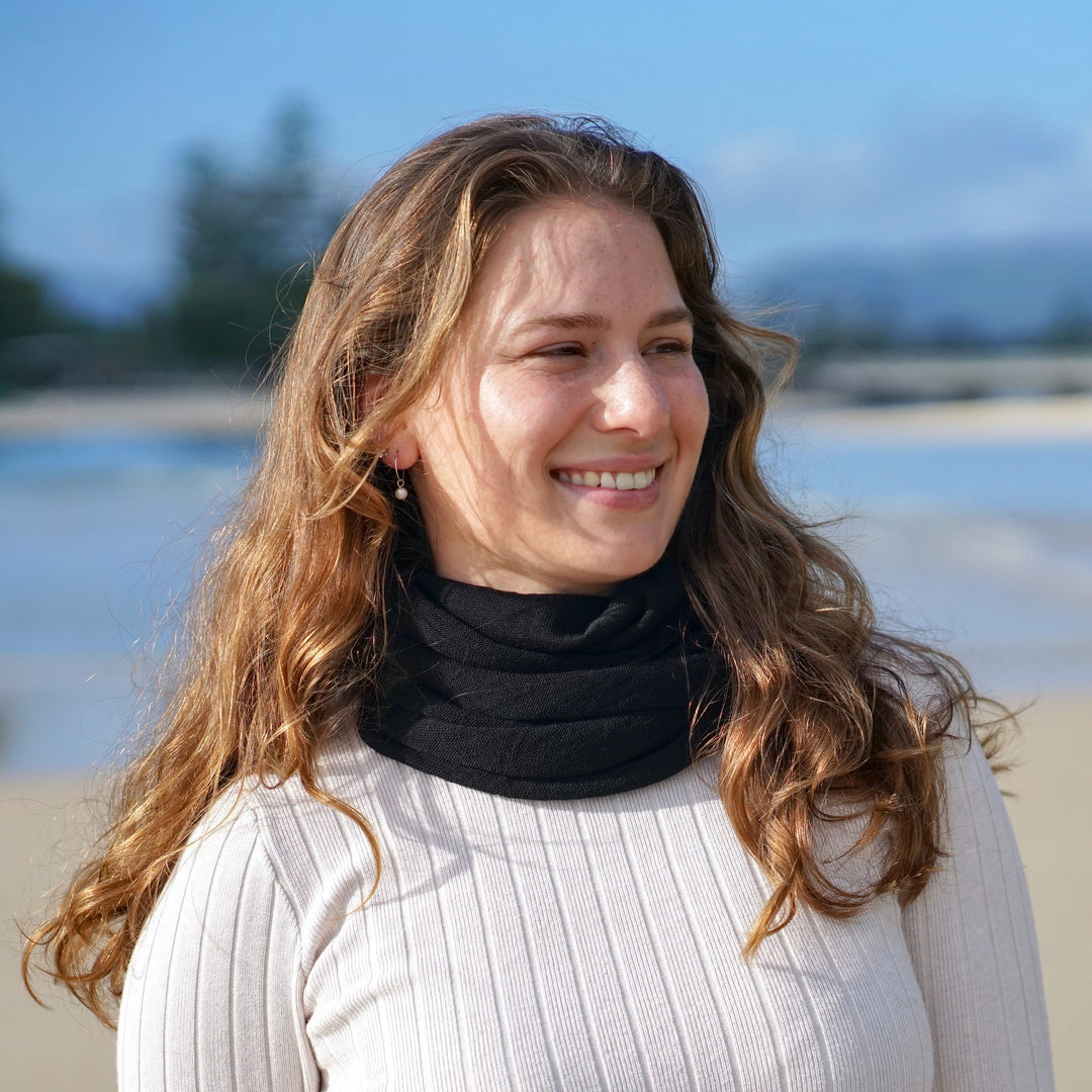 Black Merino Beanie Wrap - Ships from Nevada USA