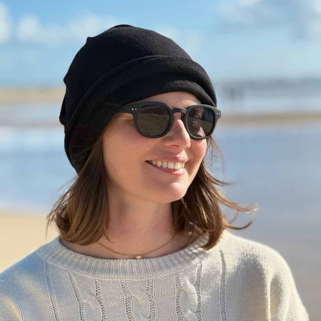 Black Merino Beanie Wrap - Ships from Nevada USA
