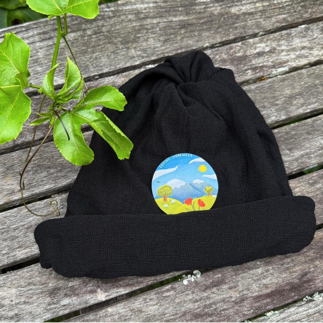 Black Merino Beanie Wrap - Ships from Nevada USA