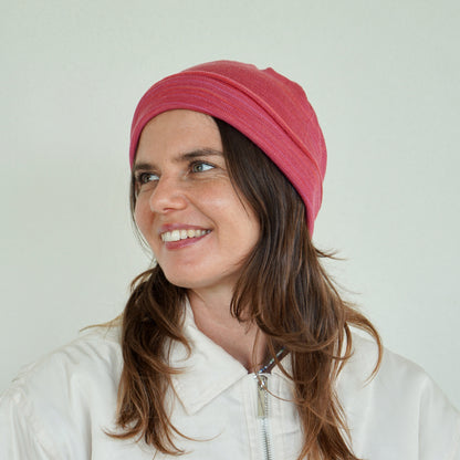 Dusky Pink Merino Beanie Wrap - Shipped from Nevada USA