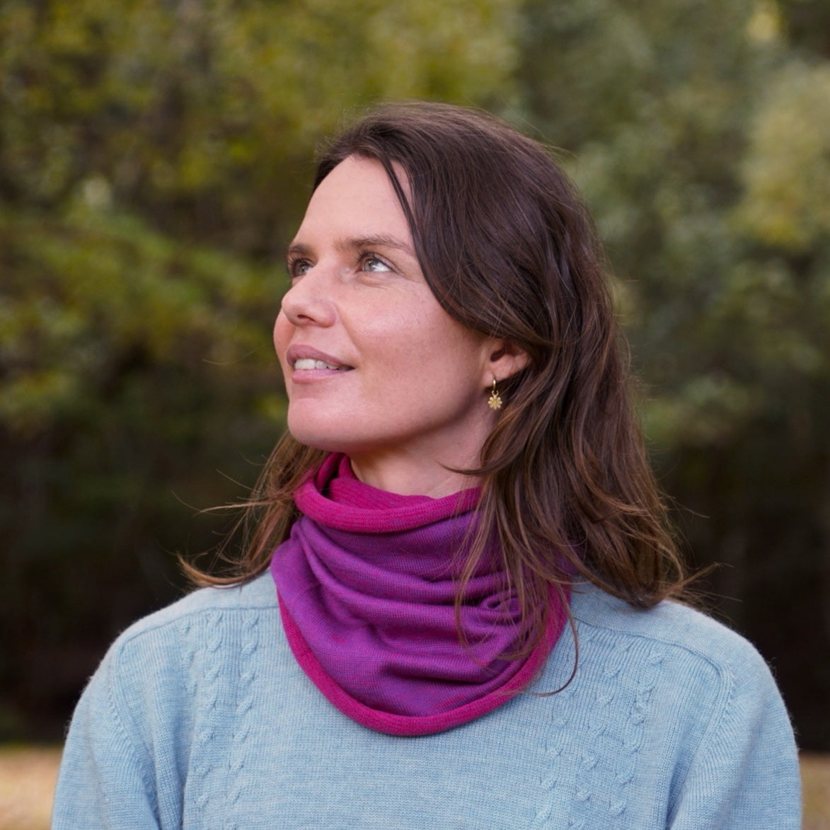Fuchsia Reversible Merino Beanie Wrap - Shipped from Nevada USA