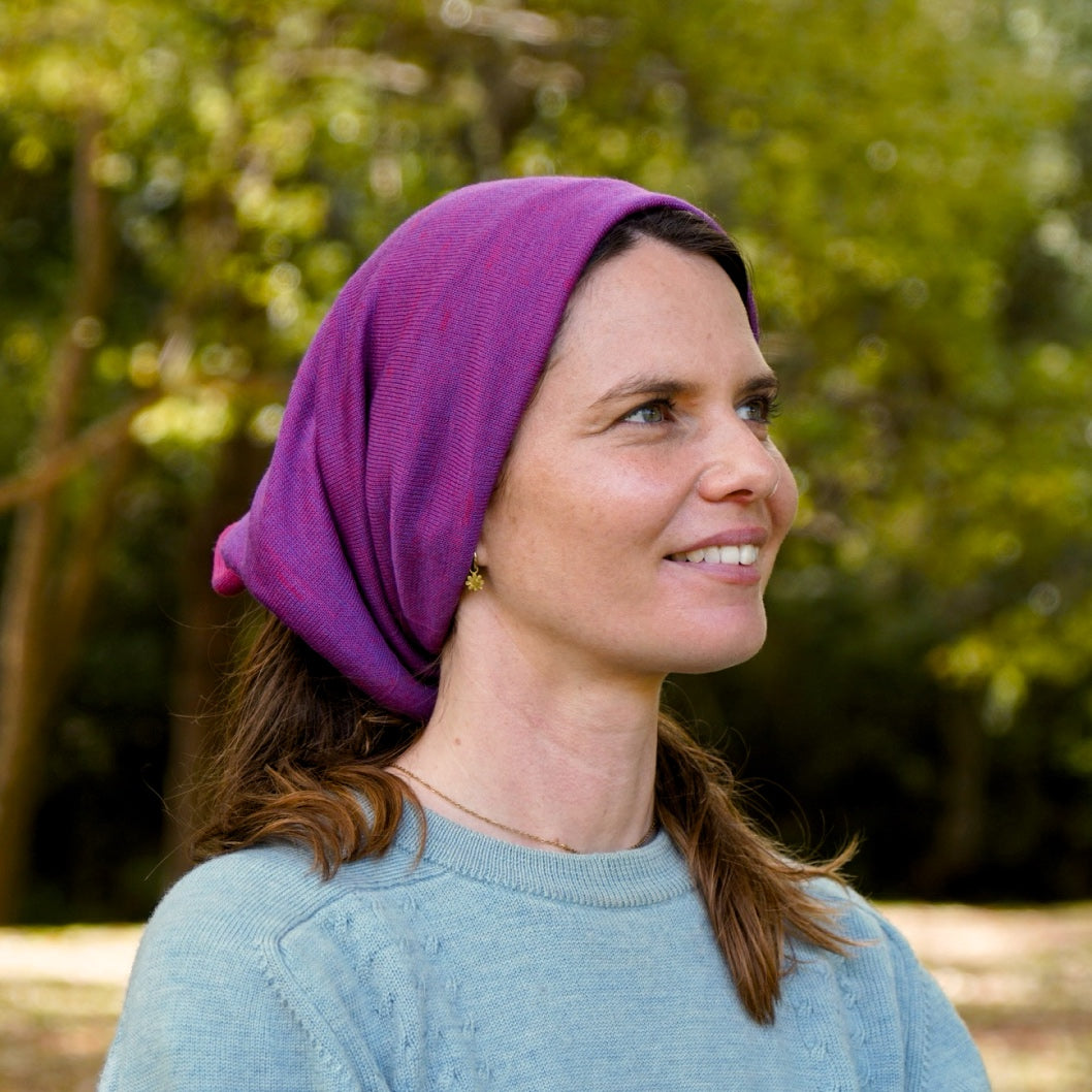 Fuchsia Reversible Merino Beanie Wrap - Shipped from Nevada USA