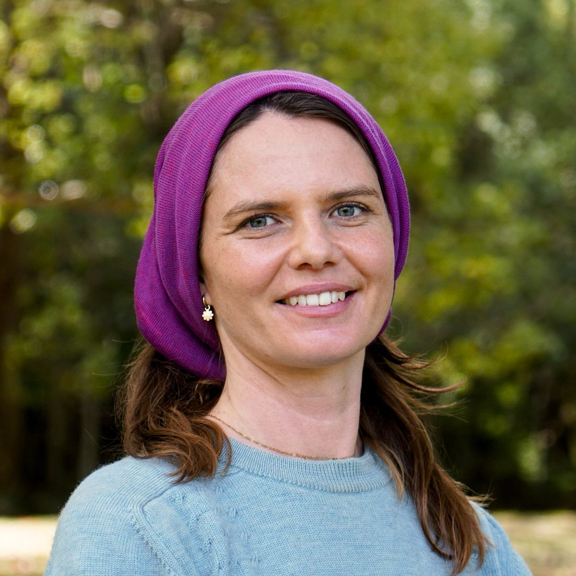 Fuchsia Reversible Merino Beanie Wrap - Shipped from Nevada USA