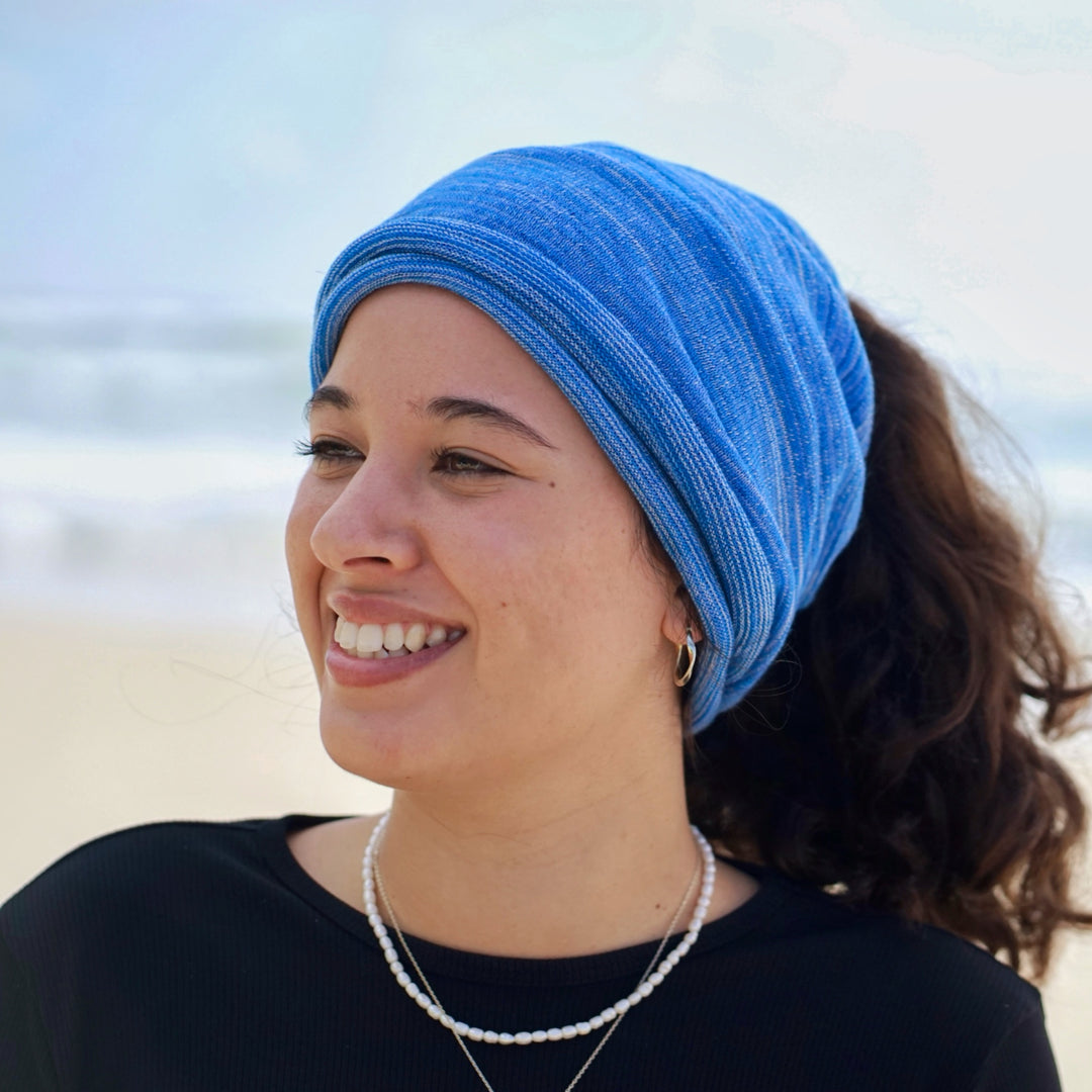 Ice Blue Merino Beanie Wrap - Ships from Nevada USA