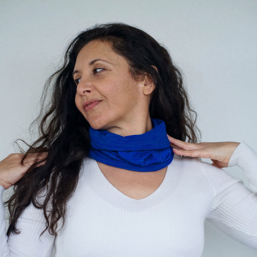 Lapis Blue Merino Beanie Wrap - Ships from Nevada USA