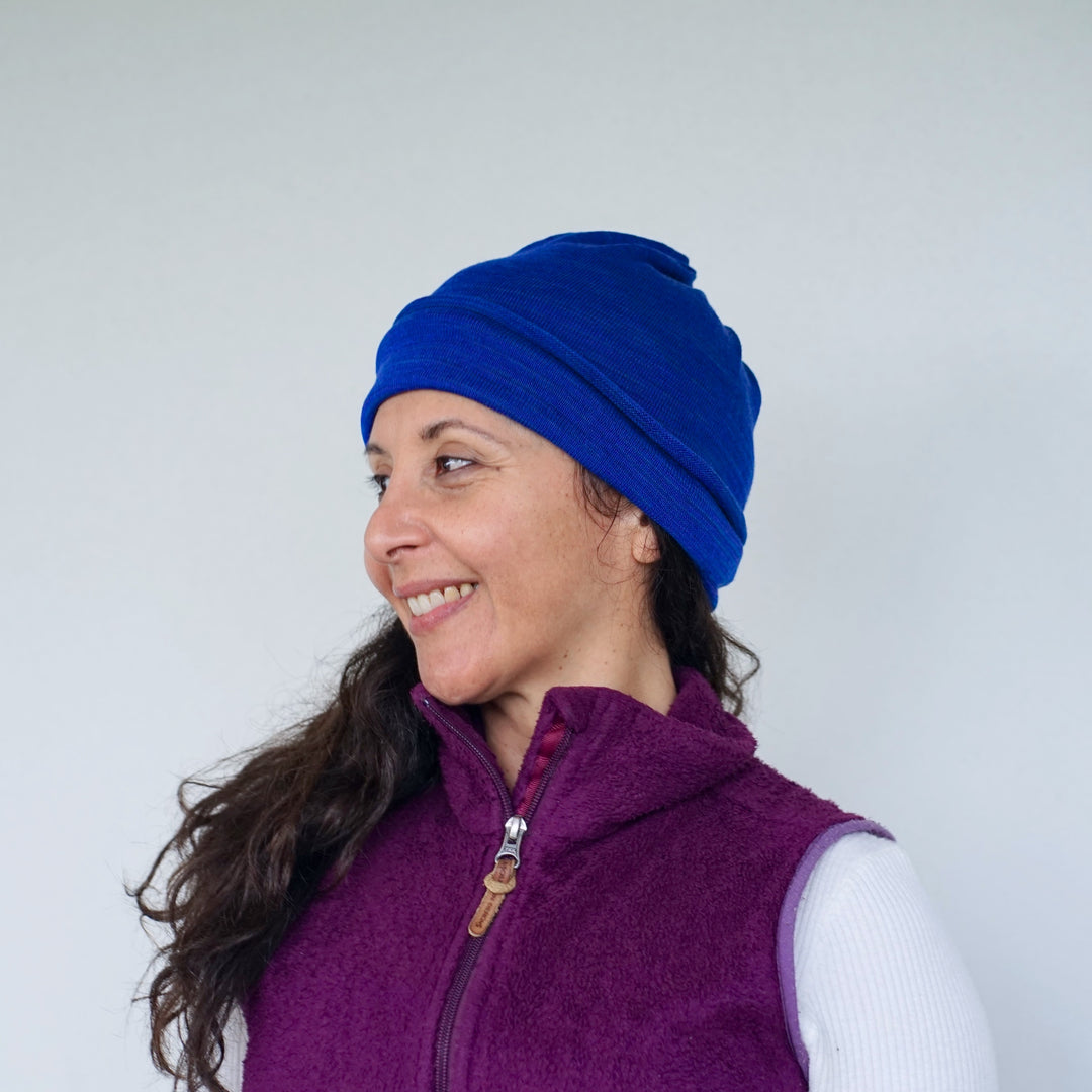 Lapis Blue Merino Beanie Wrap - Ships from Nevada USA