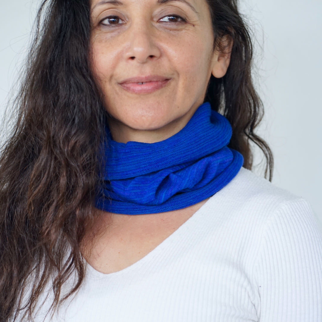 Lapis Blue Merino Beanie Wrap - Ships from Nevada USA