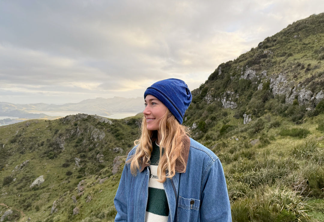 Merino Beanie Wrap - Alpine Blues