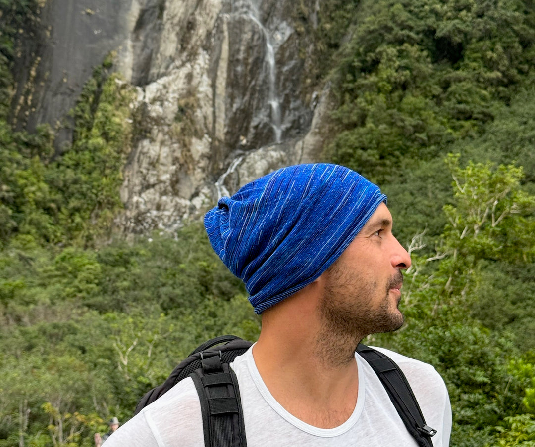 Merino Beanie Wrap - Alpine Blues