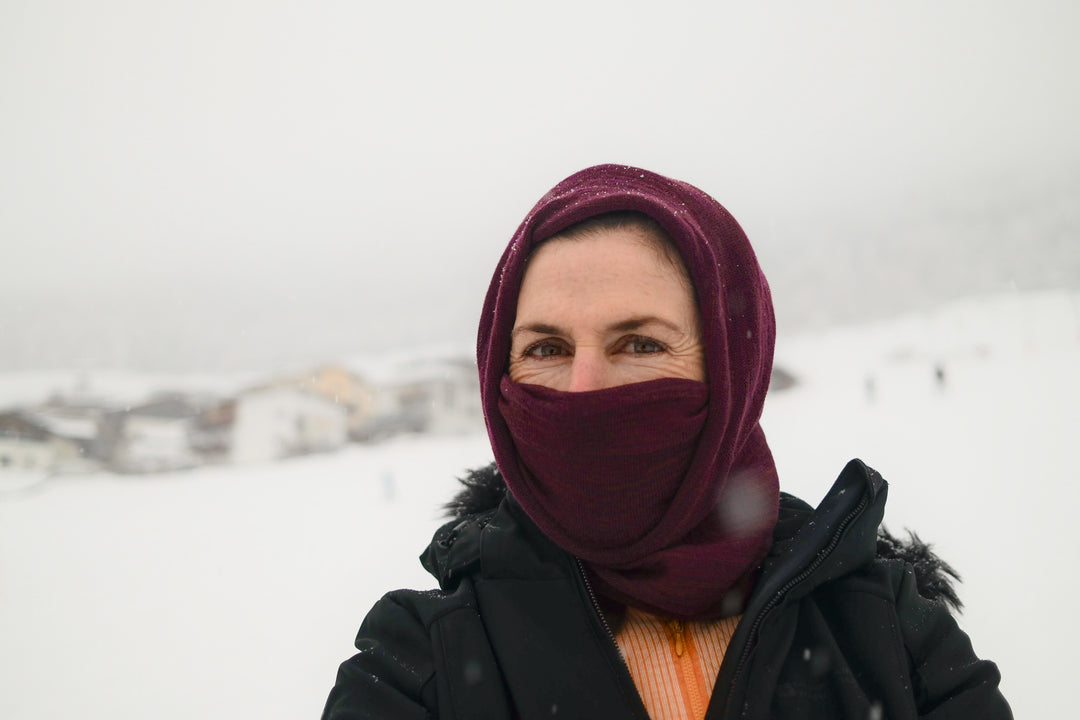 Merino Beanie Wrap - Rustic Plum