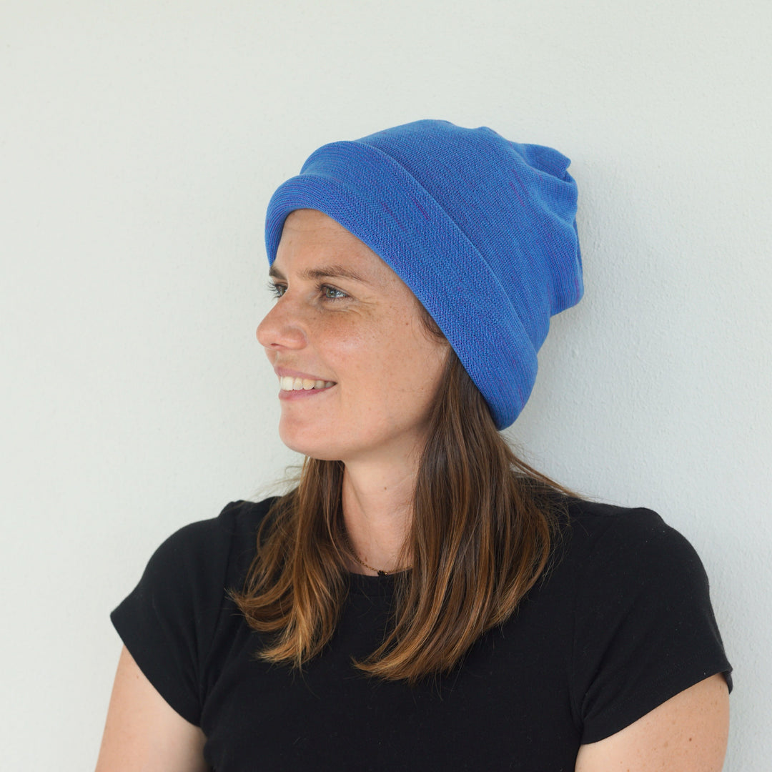 Amethyst & Blue Reversible  Merino Beanie Wrap - Shipped from Nevada USA