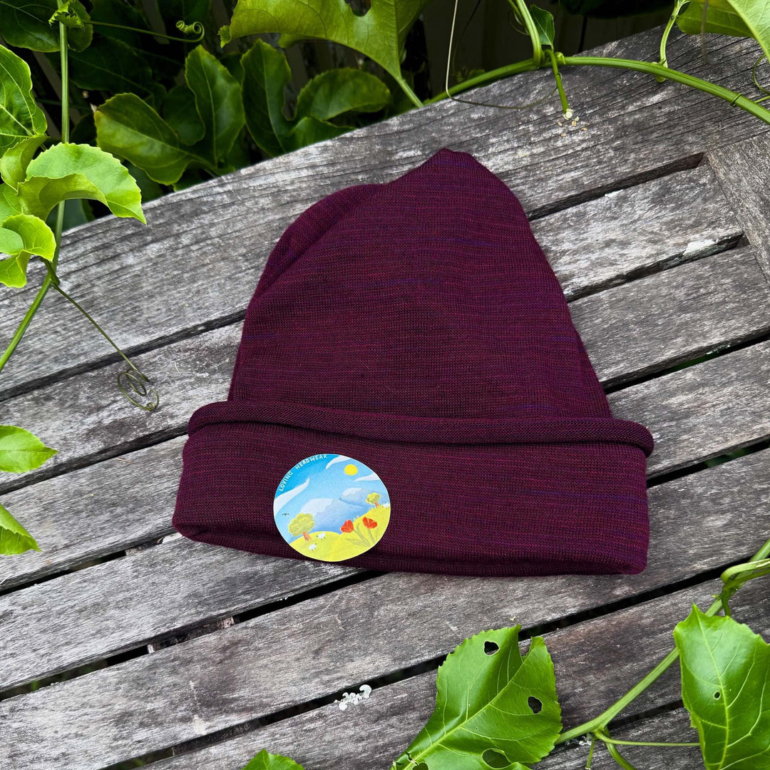 Rustic Plum Merino Beanie Wrap - Ships from Nevada USA