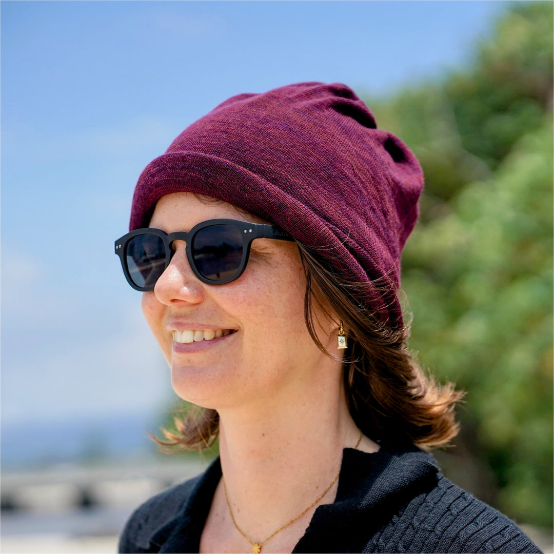 Rustic Plum Merino Beanie Wrap - Ships from Nevada USA