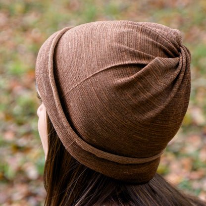 Tan Merino Beanie Wrap - Shipped from Nevada USA