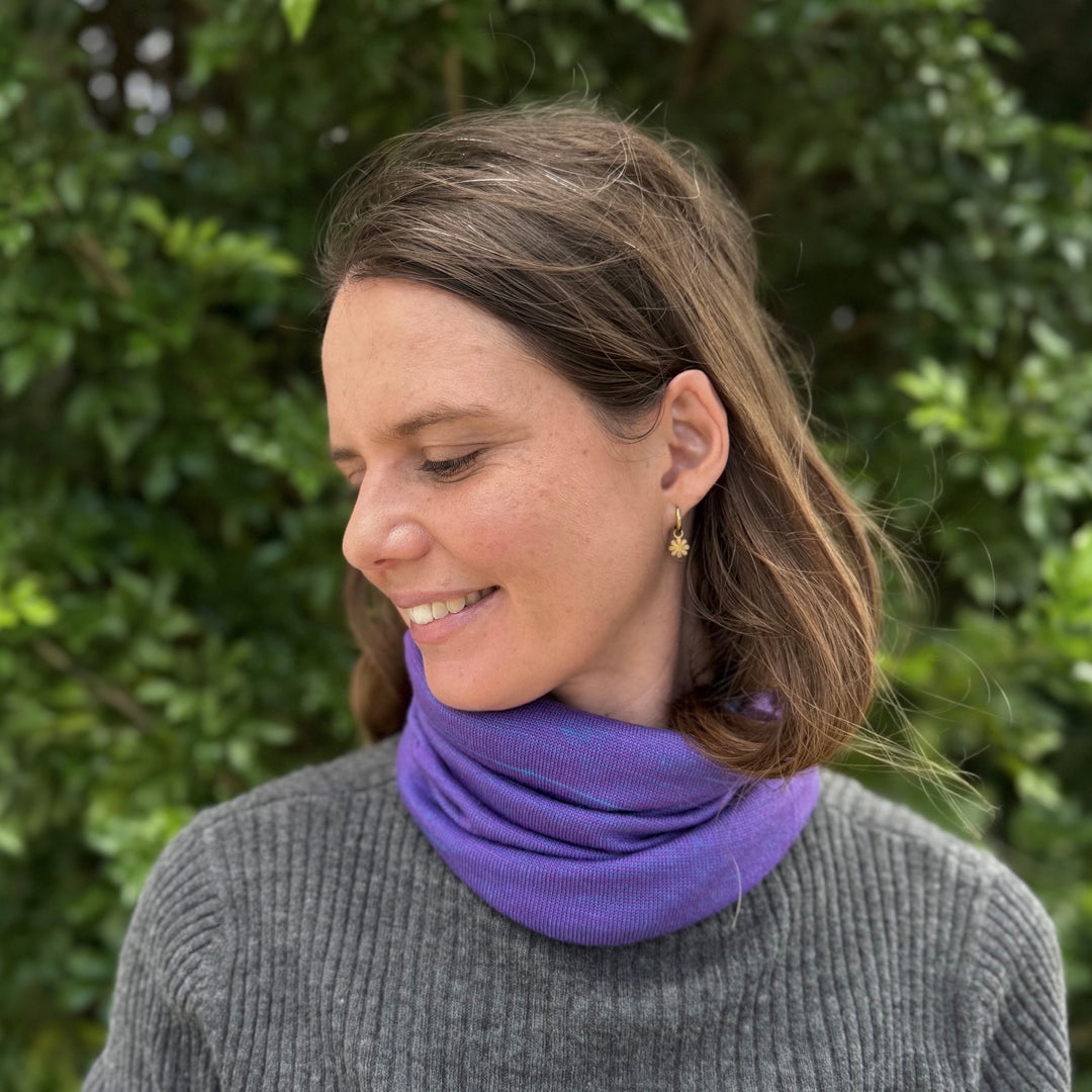 Amethyst & Blue Reversible  Merino Beanie Wrap - Shipped from Nevada USA