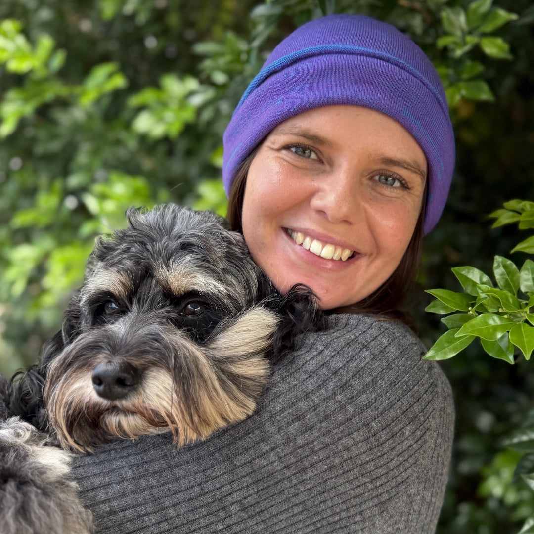 Amethyst & Blue Reversible  Merino Beanie Wrap - Shipped from Nevada USA